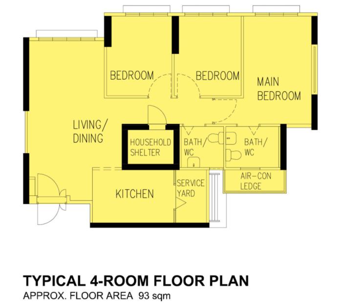 BTO 4 room floor plan